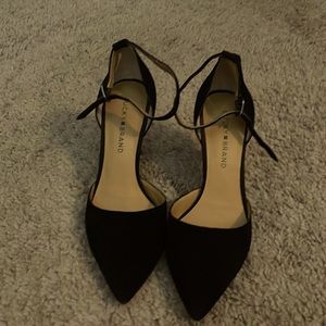 Lucky Brand Black Suede pumps with strap..